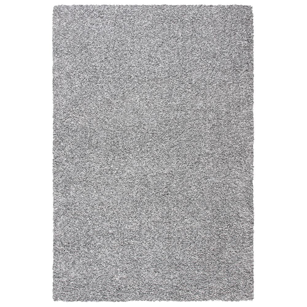 Luxurious Gray Synthetic Round Shag Rug, Easy Care, 59 in Diameter