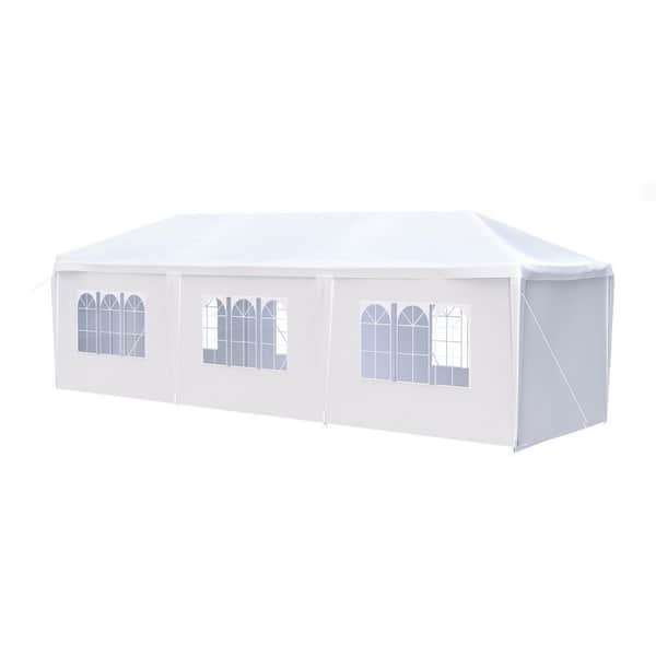 Unbranded 10 ft. x 30 ft. White Wedding Party Canopy Tent with 8 Removable Sidewalls