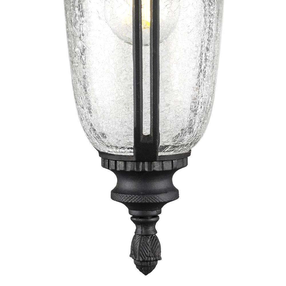 Classic Black Cast Aluminum Lantern with Crackle Glass