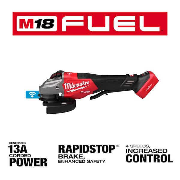 M18 FUEL ONE-KEY 18V Lithium-Ion Brushless Cordless 4-1/2 in./6 in. Variable Speed Braking Grinder w/Paddle Switch