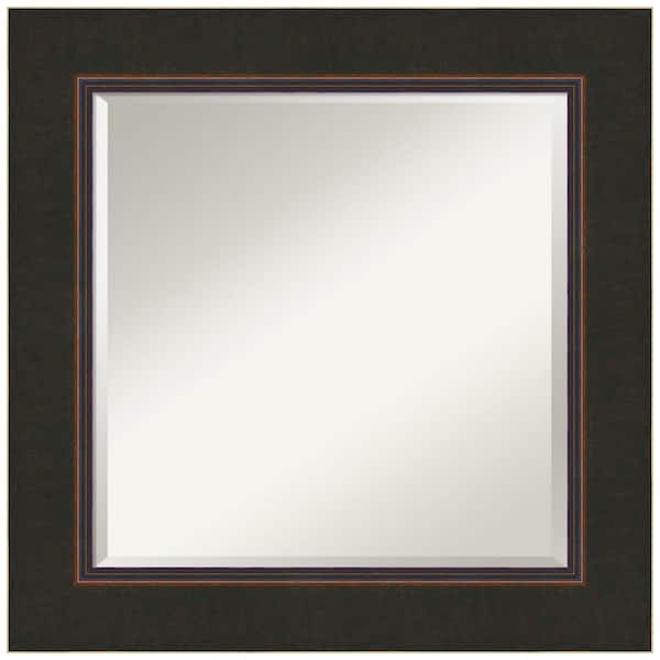 Amanti Art Milano Bronze 26.5 in. x 26.5 in. Beveled Square Wood Framed Bathroom Wall Mirror in Bronze,Brown