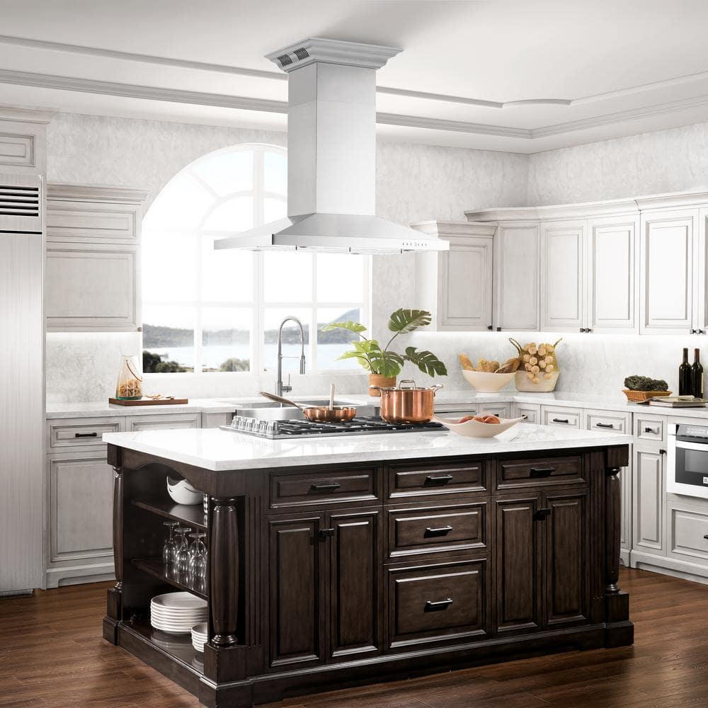 30-inch Stainless Steel Island Mount Range Hood with Bluetooth Speakers