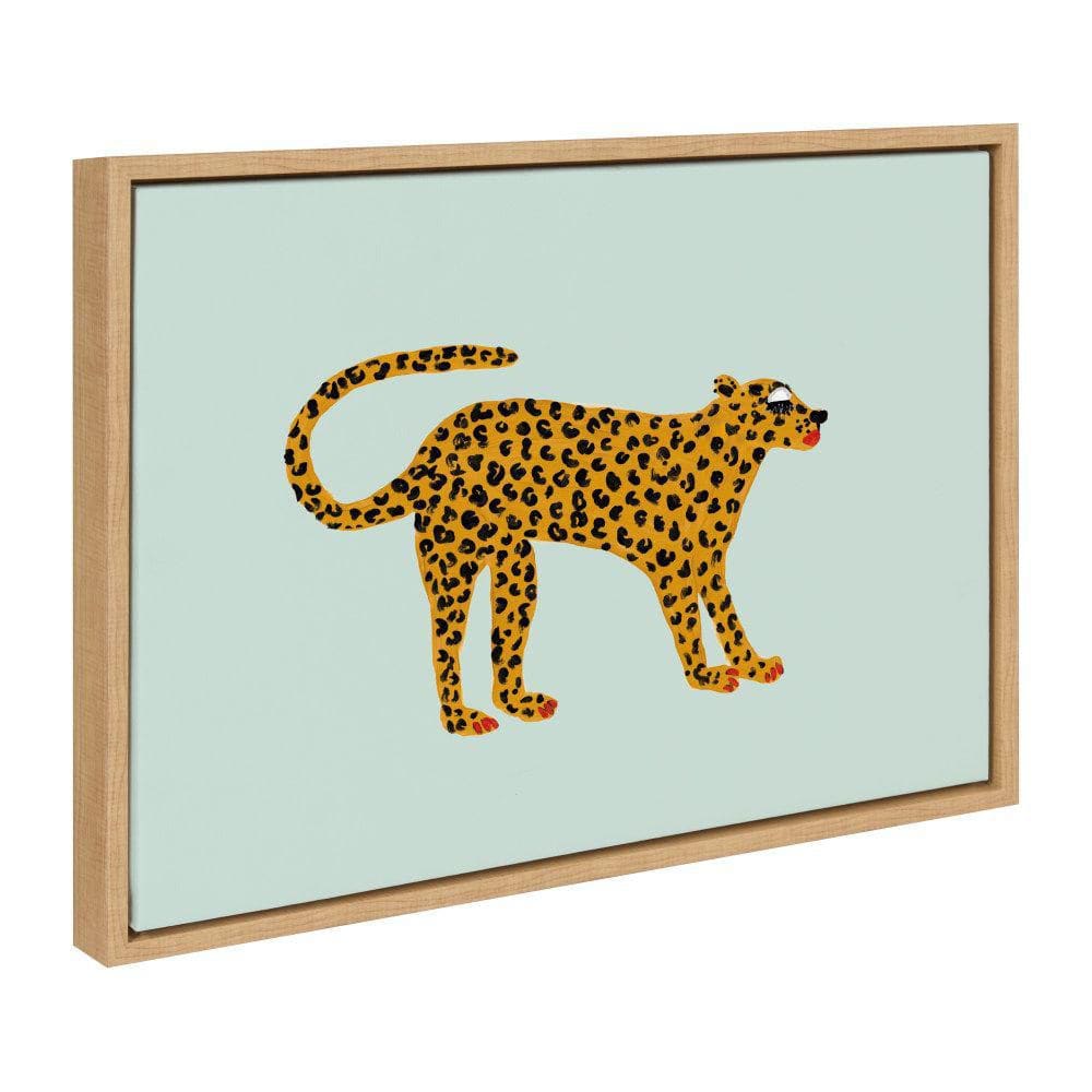 Natural Framed Glam Cat Print on Canvas, 18x24