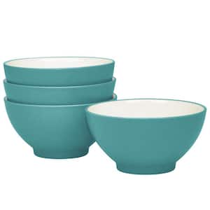 Colorwave 20 (fl.oz.) Turquoise Stoneware Rice Bowl 5-3/4 in. (Set of 4)