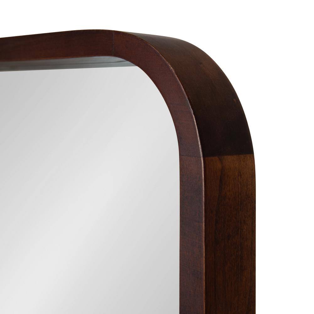 Hutton Rounded Rectangle Walnut Wood Bathroom Vanity Mirror 23" x 34.7"
