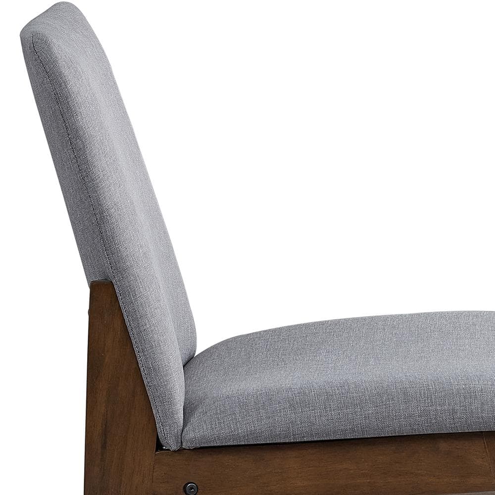 Gray Upholstered Side Chair with Walnut Wood Frame