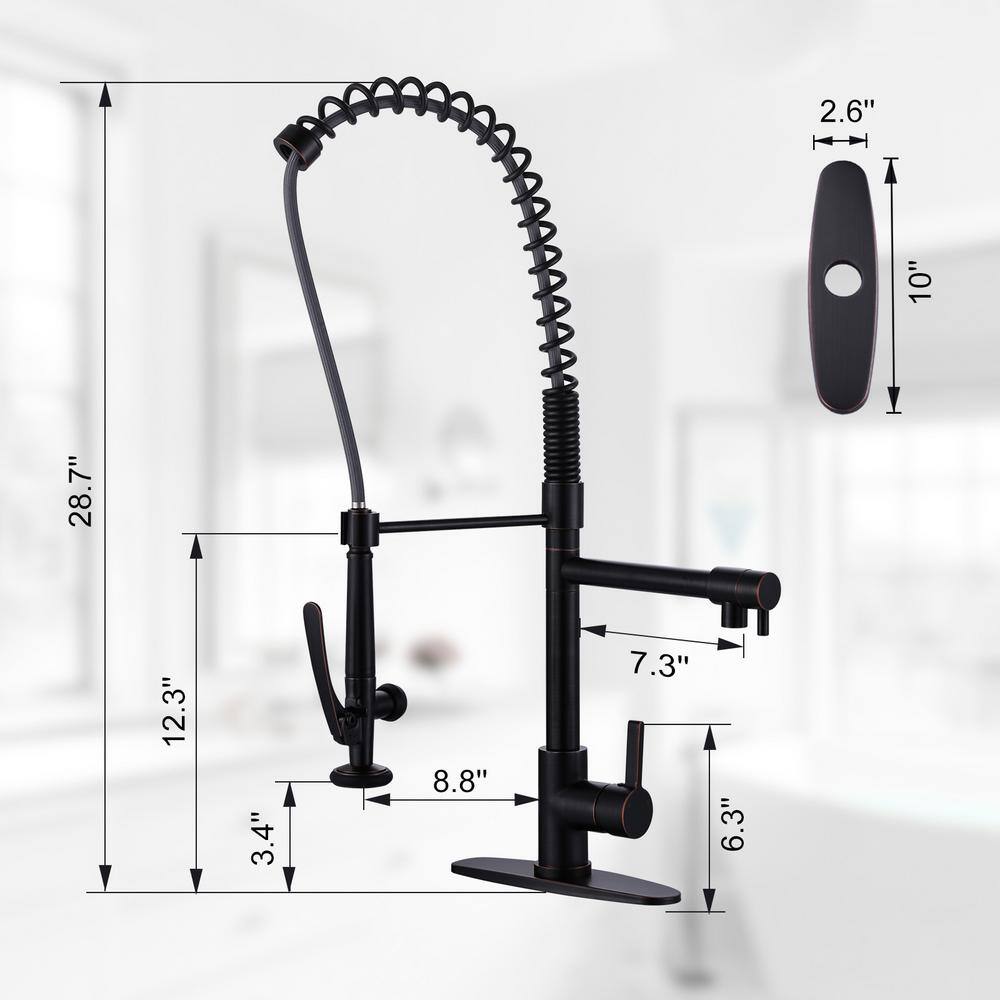 Oil Rubbed Bronze High-Arc Single Handle Kitchen Faucet with Pull-out Spray