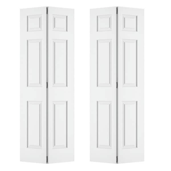 72 in. x 78.4 in. (Double 36 in.) 3-Panel Hollow Core White Primed Composite MDF Bi-fold Door with Hardware Kit
