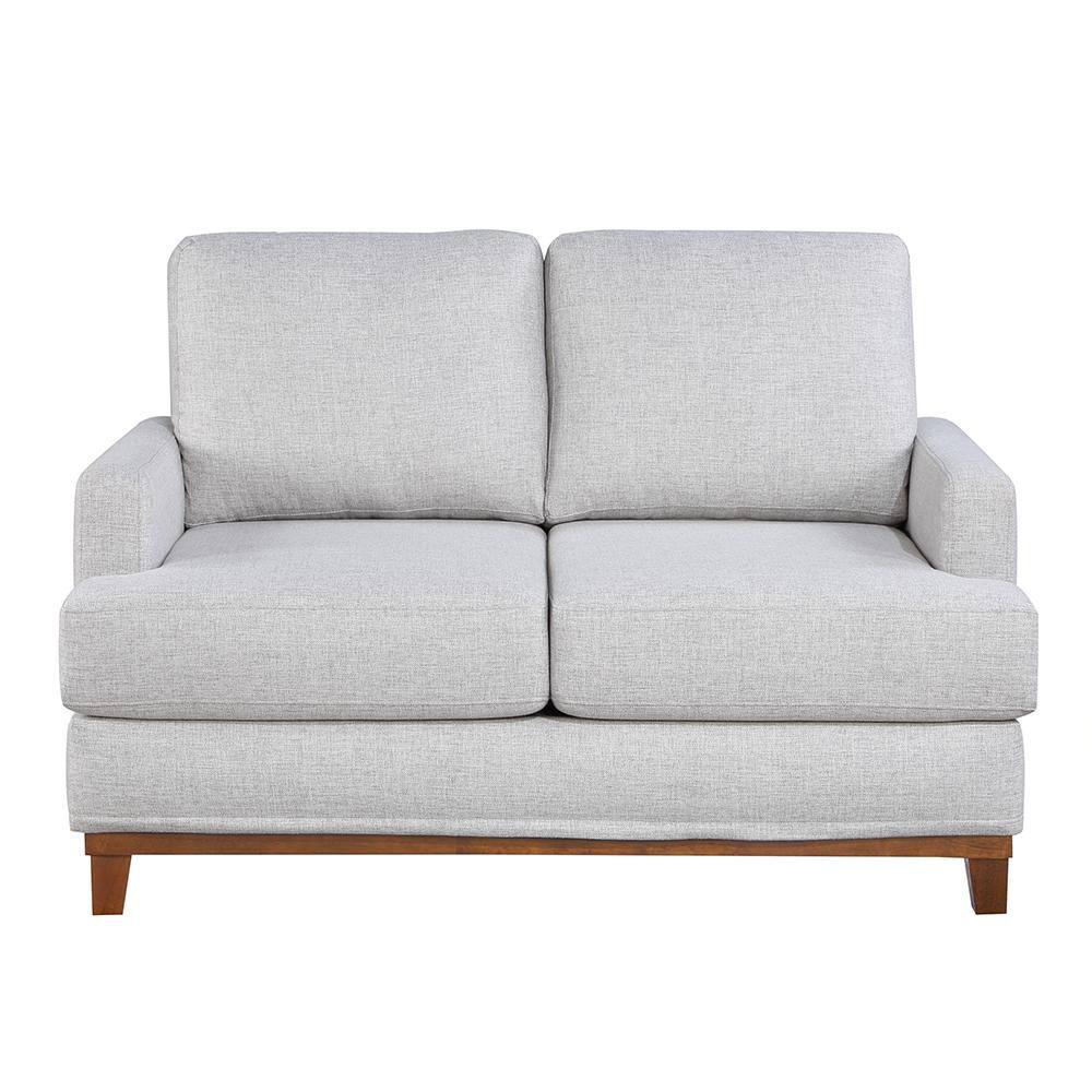 Front view of an alabaster white 2-seat loveseat.