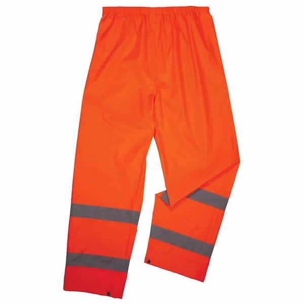 Hi Viz Waterproof Orange Rain Over Trousers High Vis Mens Elasticated Pants XL