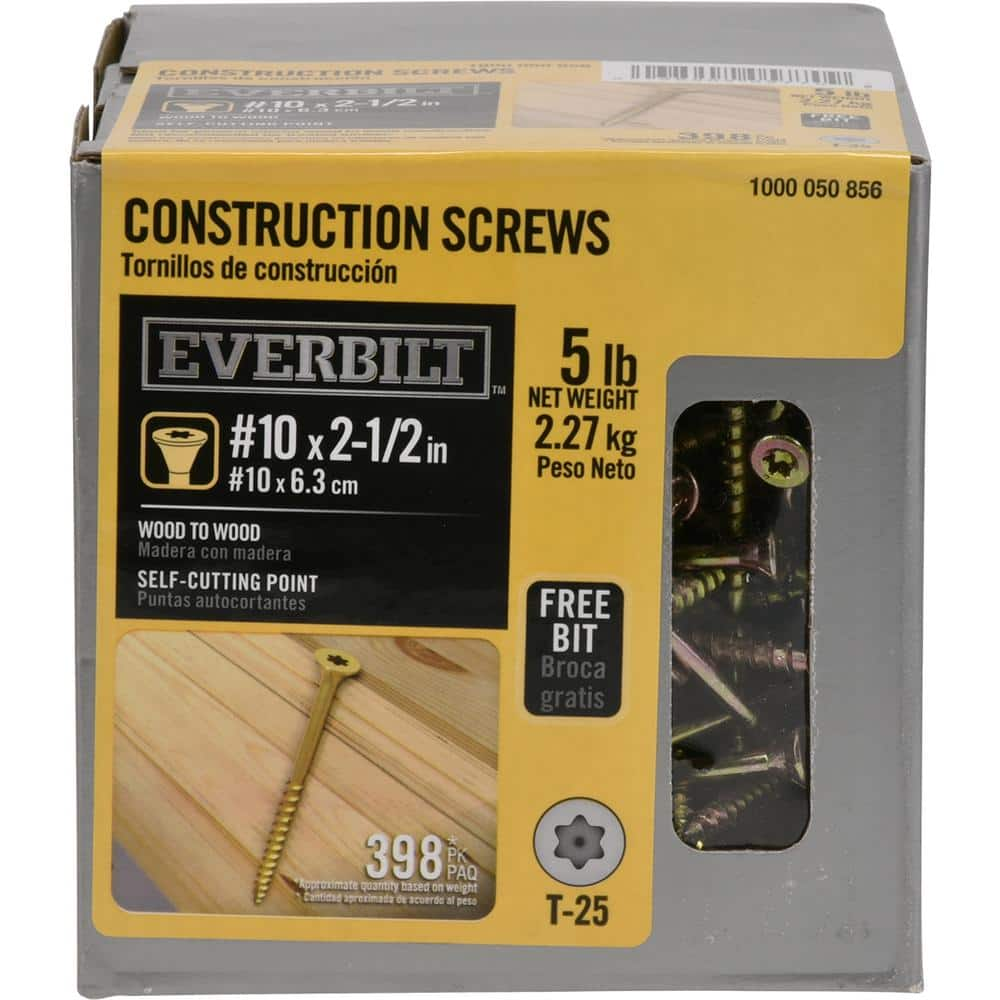 Everbilt 10 X 2 1 2 In Star Flat Head Wood Screws 5 Lb Pack 116007