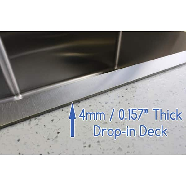 CozyBlock 33 x 22 x 9 Inch 60/40 Offset Top-mount / Drop-in Stainless Steel