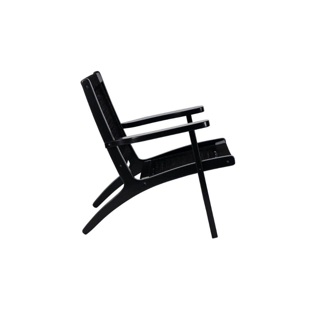 Black Hexagon Woven Rope and Wood Accent Chair