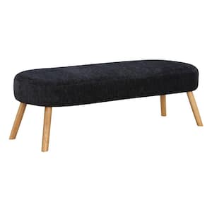 Cameron Black Fabric 54.5 in. Bedroom Bench with Natural Legs