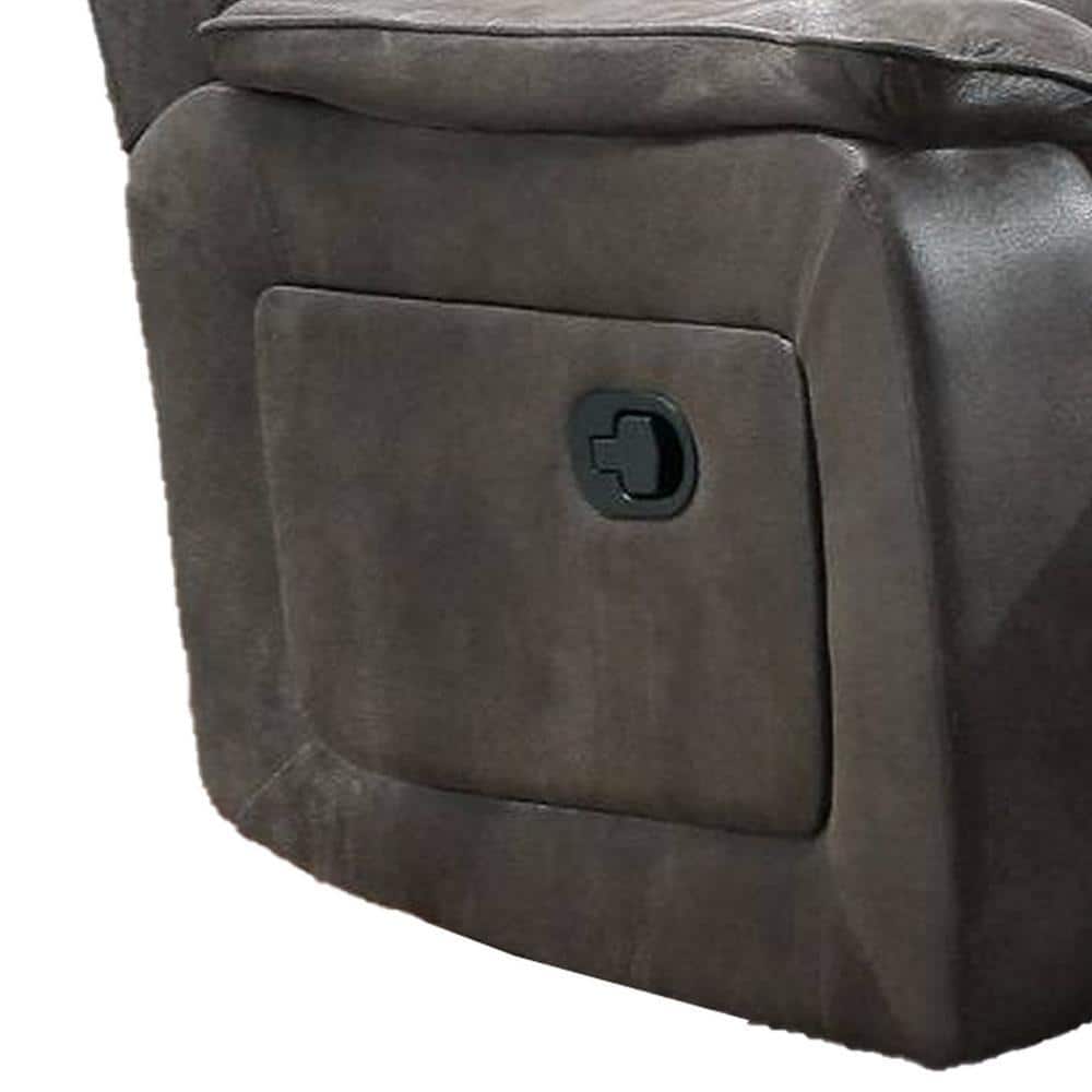 Luxurious Gray Fabric Manual Recliner Chair with Pillow Top Arms