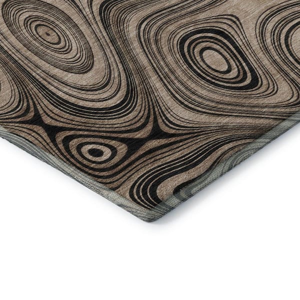 Mayfield Premium Machine Washable Abstract AMF2097 Beige 8 ft. x 8 ft. Round Rug