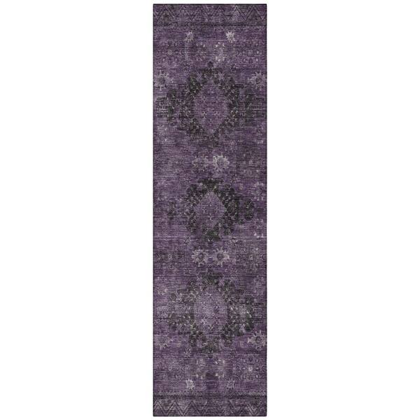 Chantille Machine Washable Indoor/Outdoor Abstract ACN2808 Plum 2 ft. x 7 ft. Runner Rug