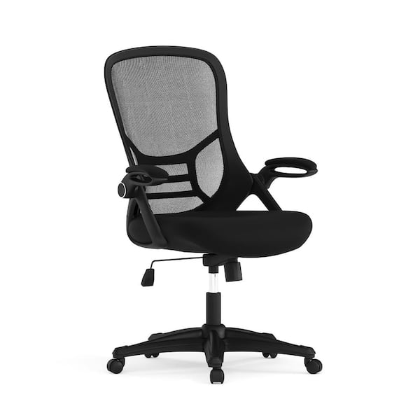 Carnegy Avenue Porter High Back Mesh Swivel Ergonomic Office Chair in Black with Flip-Up Arms