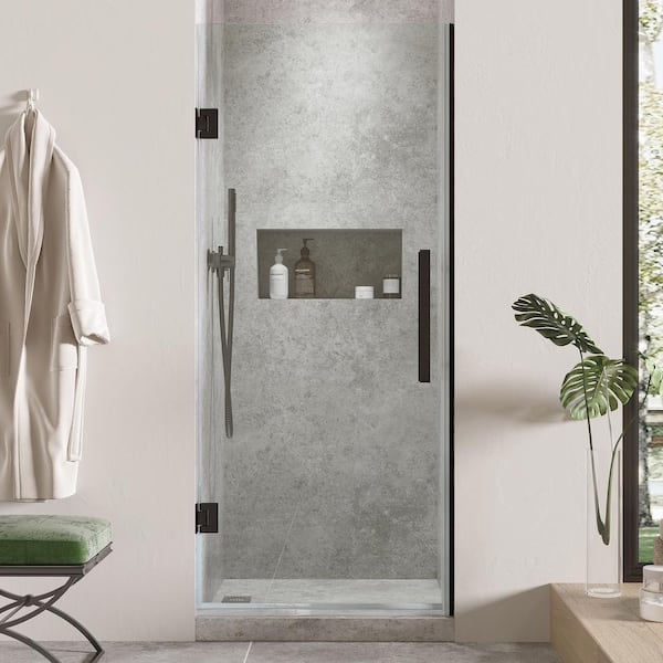 OVE Decors Tampa-Pro 24 11/16 in. W x 72 in. H Pivot Frameless Shower in Black