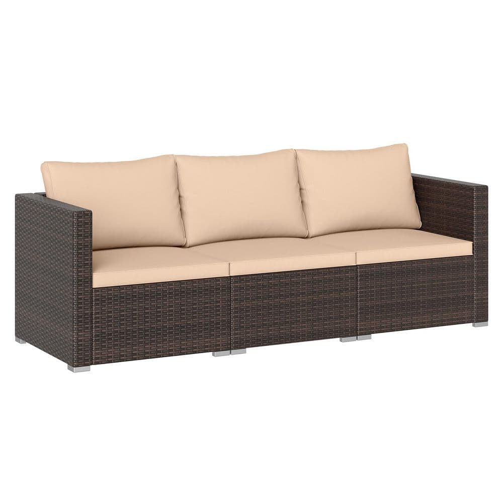 Metal Frame 3-Piece Outdoor Patio Sectional Sofa Set with Beige Cushions price history on PriceWatchPro