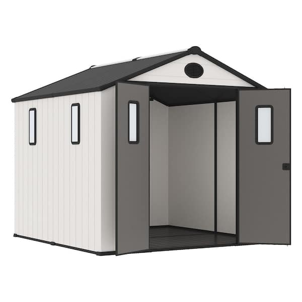 8 ft. W x 8 ft. D Resin Storage Shed with Skylights, Vents, Lockable Double Doors and Heavy-Duty Floor (64 sq. ft.)