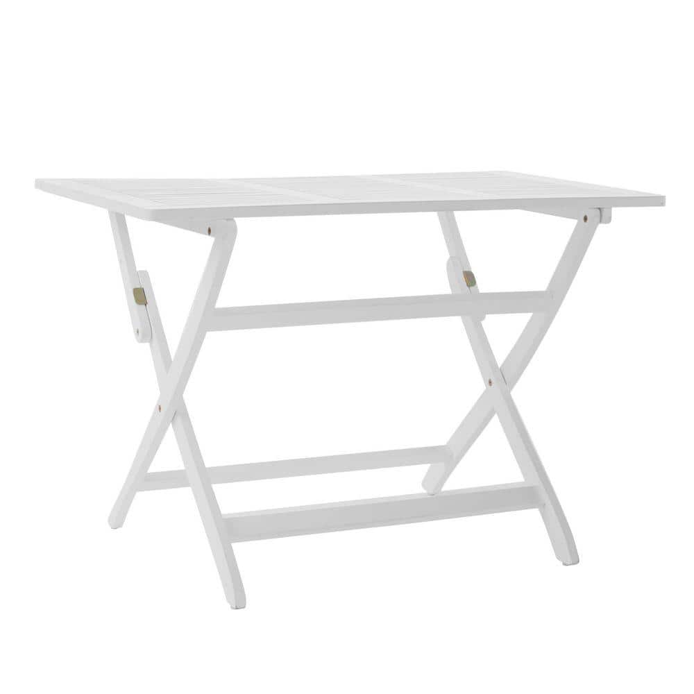 Avex White Rectangular Acacia Wood 30 in. H Outdoor Dining Table