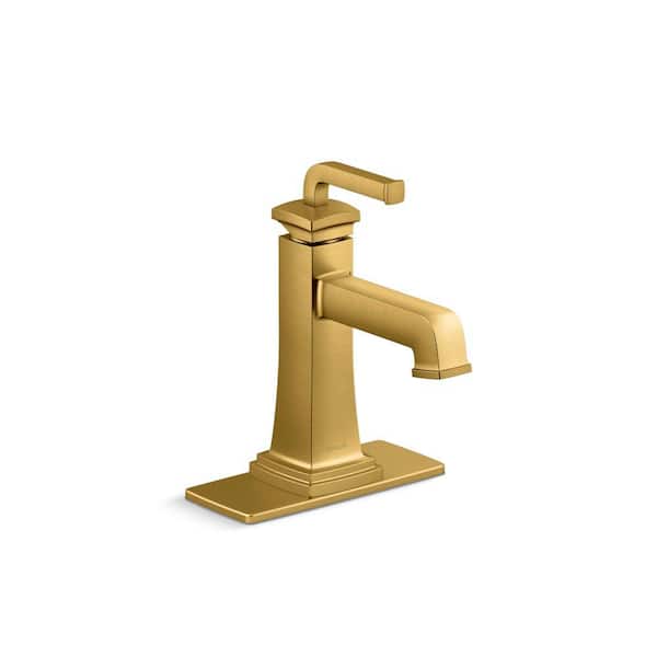 KOHLER Riff Single-Handle Single-Hole Bathroom Faucet in Vibrant Brushed Moderne Brass