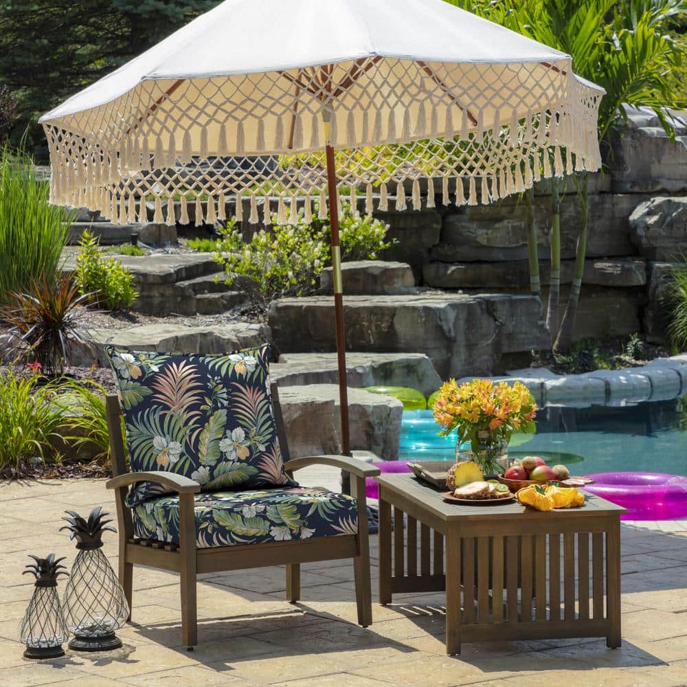 Simone Blue Tropical Deep Seat Outdoor Chair Cushion Set