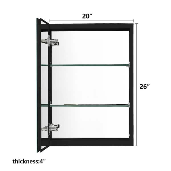 Satico 20 in. W x 26 in. H Rectangular White Aluminum Recessed/Surface Mount Medicine Cabinet with Mirror
