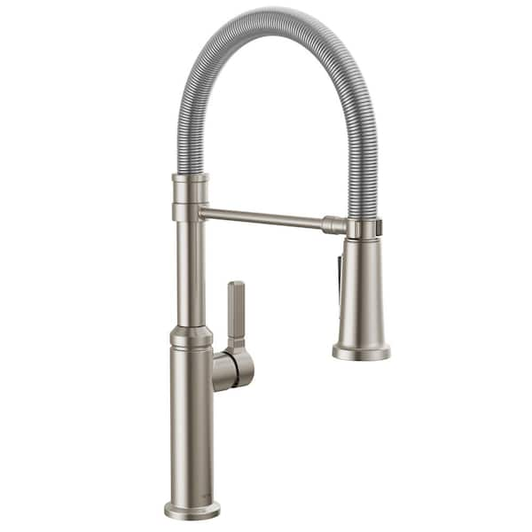 Delta Rhett Pro Single Handle Pull Down Sprayer Kitchen Faucet In Stainless 18829 Ss Dst The 9515