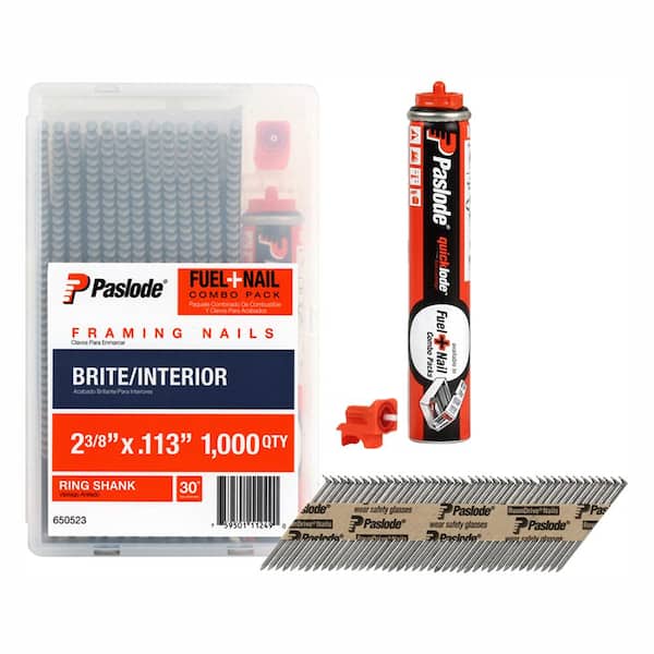 Paslode 2-3/8 in. x 0.113-Gauge Brite Ring Shank FUEL + NAIL Pack (1,000 Nails + Fuel Cell per Pack)