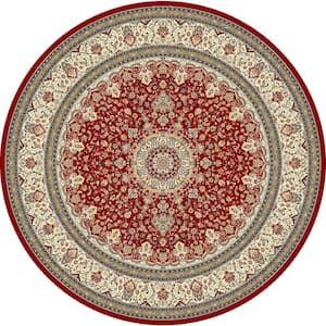 Nicholson Red/Ivory 8 ft. x 8 ft. Round Indoor Area Rug