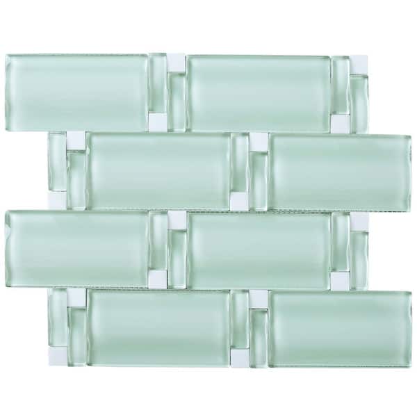 MOLOVO Bambo Mint Green 9.85 in. x 11.42 in. Brick Joint Glossy Glass Mosaic Tile (7.9 sq. ft./Case)