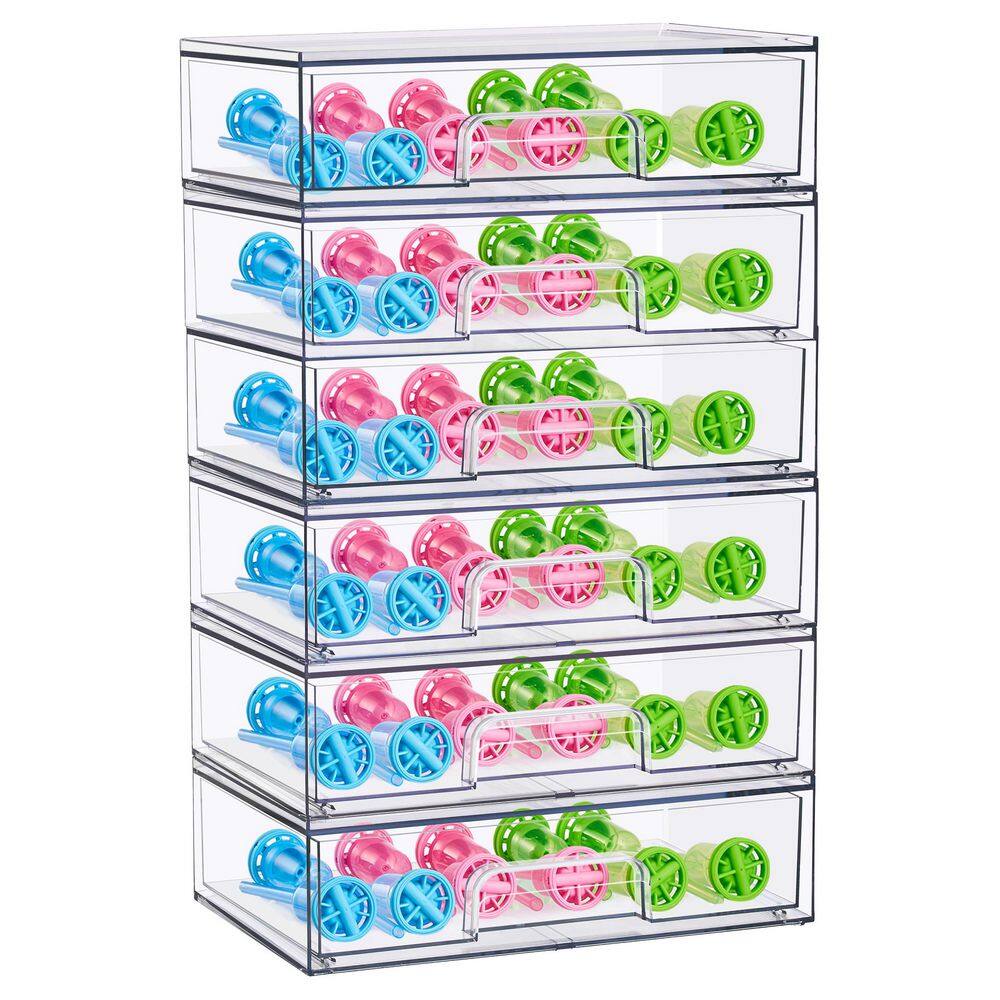 Clear Acrylic Pull-Out Organizer, Wide Stackable Storage Drawers, 6 Pack Plastic Organizer Bins price history on PriceWatchPro