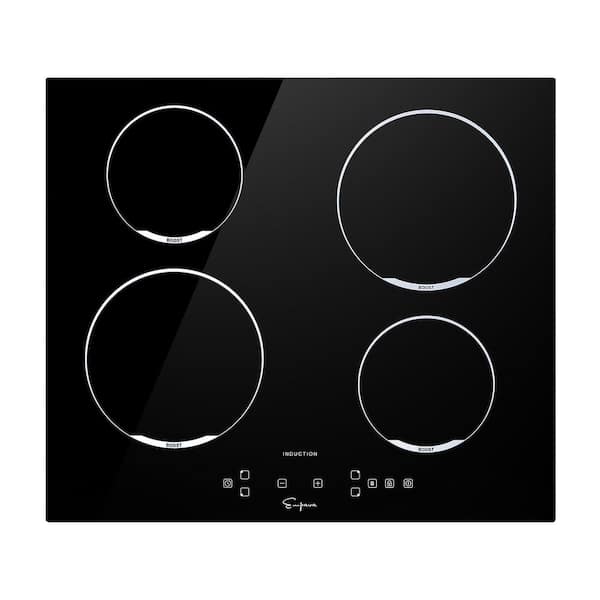 Empava 24 in. Smooth Surface Built In Induction Modular Cooktop in Black with 4 Elements Including a 3,000-Watt Element