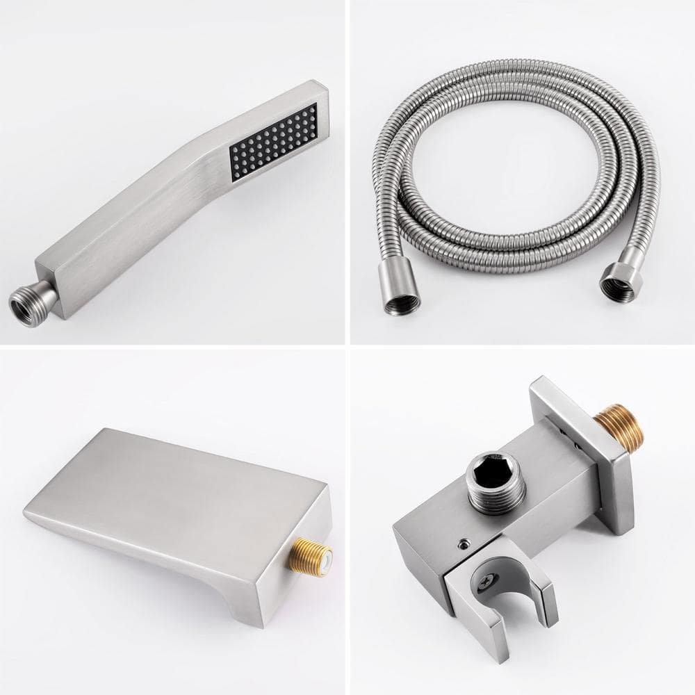 Brushed Nickel 10" Rain Shower Faucet Set with Handheld