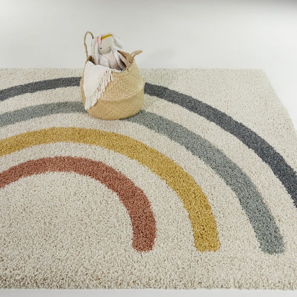 Anna Ivory 5 ft. 3 in. x 7 ft. Striped Area Rug