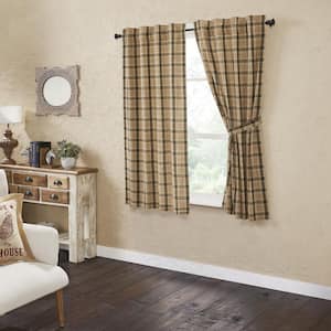 Cider Mill 36 in W x 63 in L Plaid Light Filtering Window Panel in Khaki Green Brown Pair