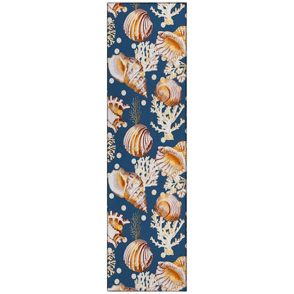 Addison Rugs Surfside Blue 2 ft. 3 in. x 7 ft. 6 in. Geometric Indoor/Outdoor Area Rug