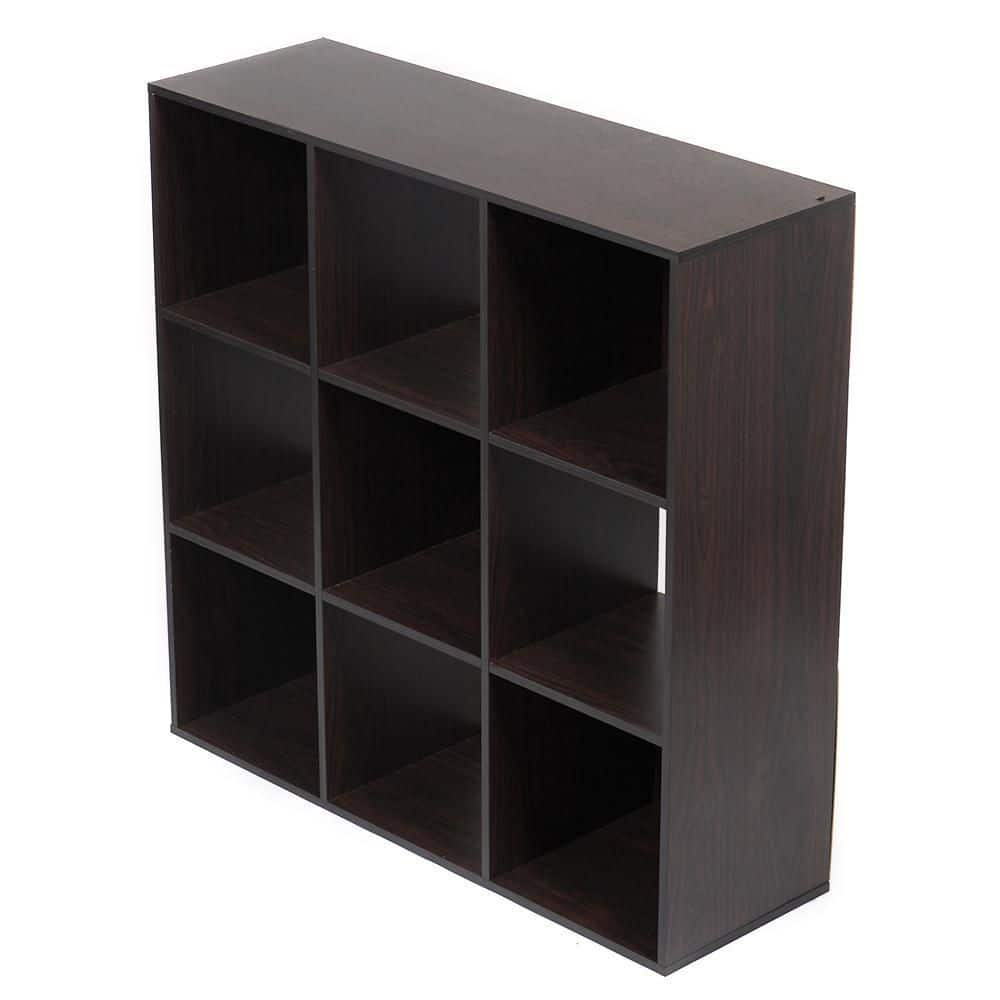 Home Basics Open and Enclosed 9 MDF Cube Organizer, Espresso HDC92673