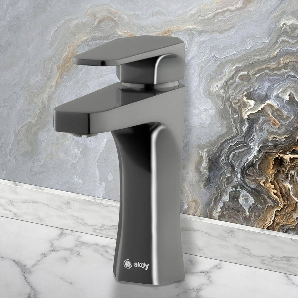 Brushed Gun Black Single Handle Modern Bathroom Faucet