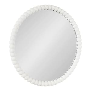 Bronte White 28 in. W x 28 in. H Glam Round Wooden Framed Mirror