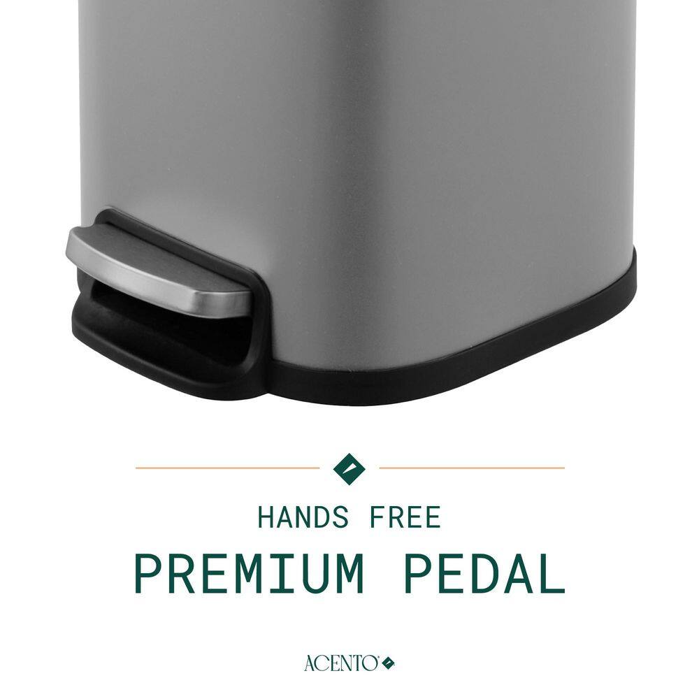 Matte Gray Stainless Steel Square Pedal Bathroom Trash Can