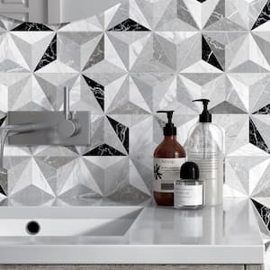 Iris Gray Hexagon 7.7 in. x 8.9 in. Matte Porcelain Marble look Floor and Wall Tile (9.05 sq. ft./Case)