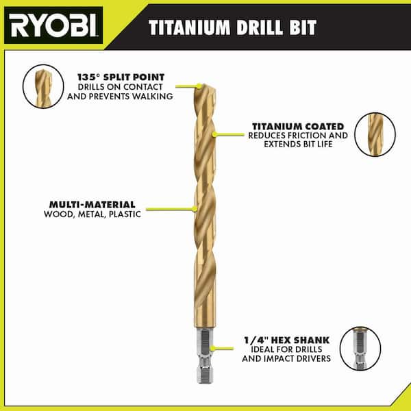 RYOBI Titanium Drill Bit Set (22-Piece) A972203 - The Home Depot