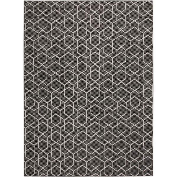 Nourison Horizon Indoor/Outdoor Black 9 ft. x 12 ft. All-over design Contemporary Area Rug