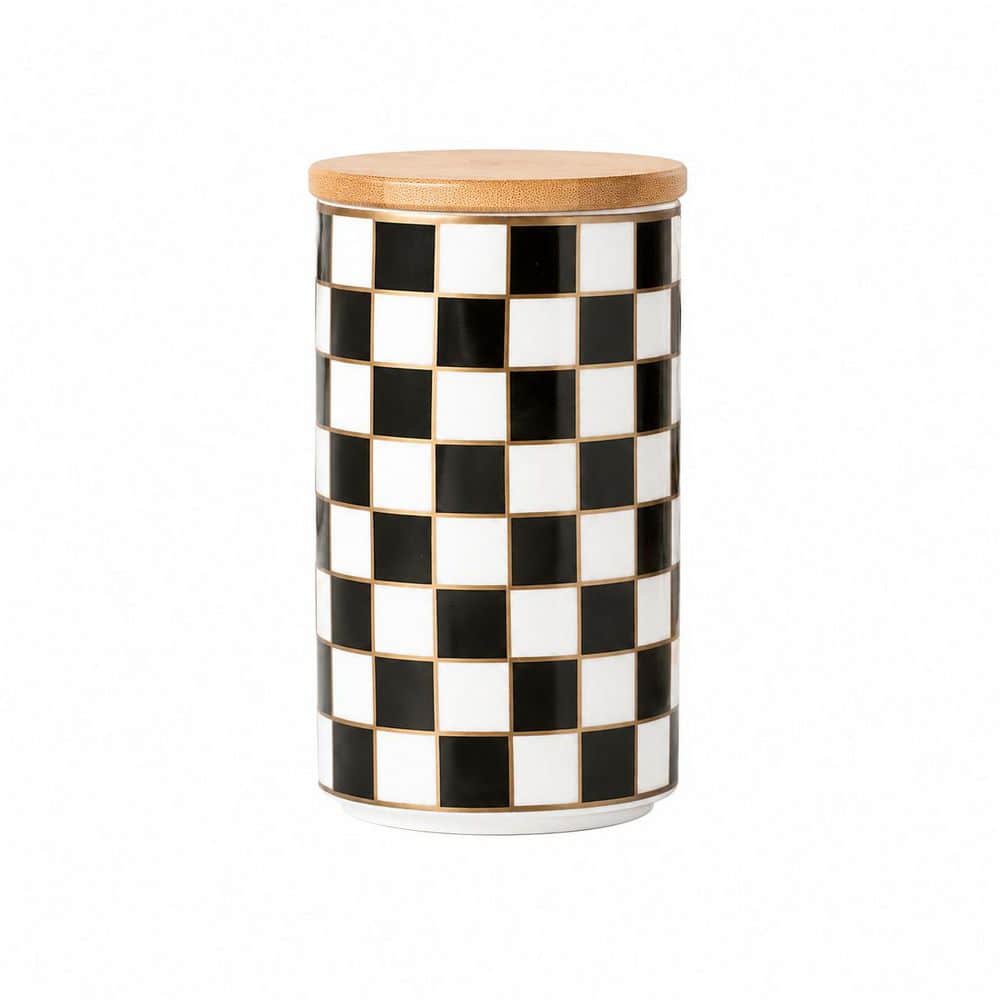 Black and White Ceramic Airtight Kitchen Canister with Wooden Lid, Large 31 fl oz price history on PriceWatchPro