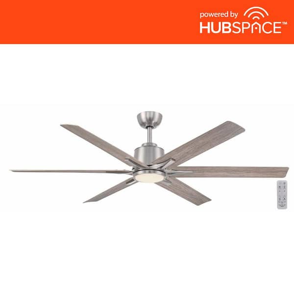 Home Decorators Collection Kensgrove II 60 in. Smart Indoor/Outdoor Brushed Nickel Ceiling Fan with Remote Included Powered by Hubspace
