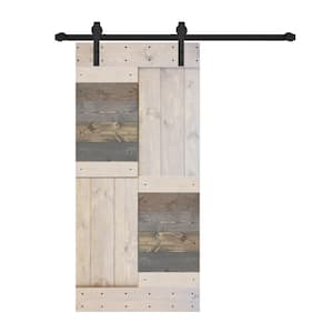 S Series 38 in. x 84 in. Multi-Textured Finished DIY Solid Wood Sliding Barn Door with Hardware Kit