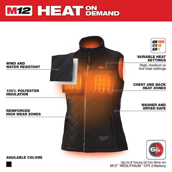 Milwaukee Women's Large M12 12-Volt Lithium-Ion Cordless AXIS Black Heated  Quilted Vest (Vest Only) 334B-20L - The Home Depot